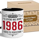 Mailabeeus Vintage 1986 Mug - Ideas for 40th Birthday Gifts for Men Women, 40 Year Old Gifts For Men Women, 1986 Forty Birthday, Turning 40 Gift For Man, Dad, Husband, 40th Birthday Cups