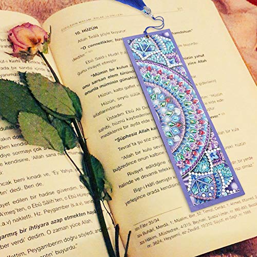 DIY Beaded Bookmarks with 5D Diamond Painting Christmas Gifts Special Shaped Diamond Painting Leather Bookmark Tassel Book Marks Gift for Mosaic Making Art Craft for Kids Adults Beginner