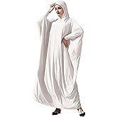 IDOPIP Muslim Dresses for Women One Piece Long Sleeve Islamic Prayer Ramadan Abaya Hooded Hijab Loose Maxi Kaftan Dubai Robe