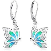 LOOVE Tree of Life/Cat/Turtle/Butterfly/Flower/Celtic/Turquoise/Moonstone Dangle Earrings for Women Sterling Silver Cute Animals Drop Earrings Jewelry Gifts