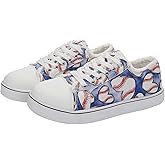 Women Baseball Print Shoes Canvas Sneakers Trendy Casual Walking Shoes