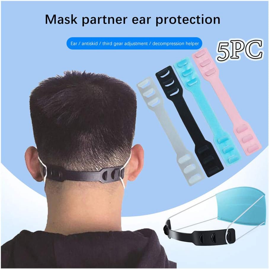 Mask Strap Extender,Anti-Tightening Ear Protector Decompression Holder,Ear Loop Hook Clip,Plastic Mask Hook Ear Accessories Ear Pain Relieved,for Nurse,dust-Workers, Food-Workers (Clear, 5 PCS)
