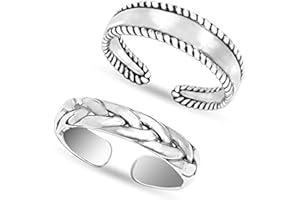 LeCalla 925 Sterling Silver Minimalist Toe Rings Set of Toe Ring Lightweight Antique Adjustable Open Toe Rings Band Ring Summer Beach Foot Jewelry Set for Women