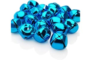 CLLOOTVE Jingle Bells 1-Inch/ 25mm Metal Craft Bells, for Holiday Home Christmas Festival Party Wedding Decoration Gifts DIY Project, 20Pcs, Blue