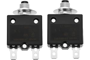 YINETTECH 2Pcs 5Amp 125-250V AC 50V DC Push Button Circuit Breaker Thermal Overload Protector L1 Series Manual Reset Thermal 