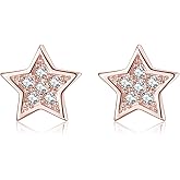 SLUYNZ 925 Sterling Silver Small CZ Star Stud Earrings for Women Teen GIrls Small Celestial Earrings Studs