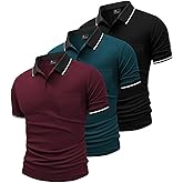 GEEK LIGHTING 3 Pack Mens Polo Shirts Short Sleeve Athletic Golf Polo for Men Casual Moisture Wicking T-Shirts with Pocket