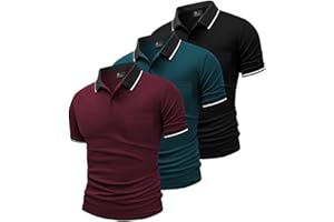 GEEK LIGHTING 3 Pack Mens Polo Shirts Short Sleeve Athletic Golf Polo for Men Casual Moisture Wicking T-Shirts with Pocket