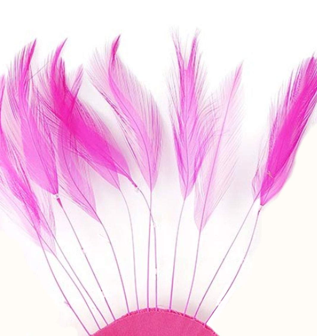 Shocking Pink Stripped Hackle Feathers - Fascinators, weddings..4 inches approx x 8