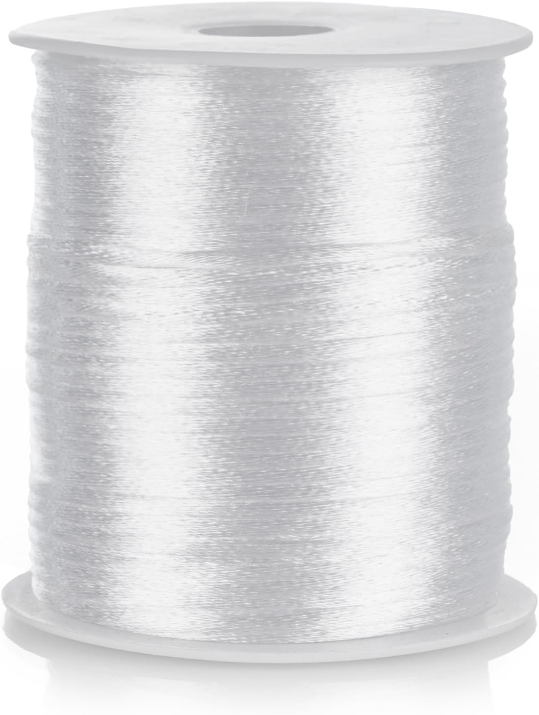 FQTANJU 2mm Nylon Satin Cord, 100 Yards Nylon Cord Satin String for Bracelet Jewelry Making Silky Rattail Macrame Trim Cord Necklace Bulk Beading Thread Kumihimo Chinese Knot Craft (White)