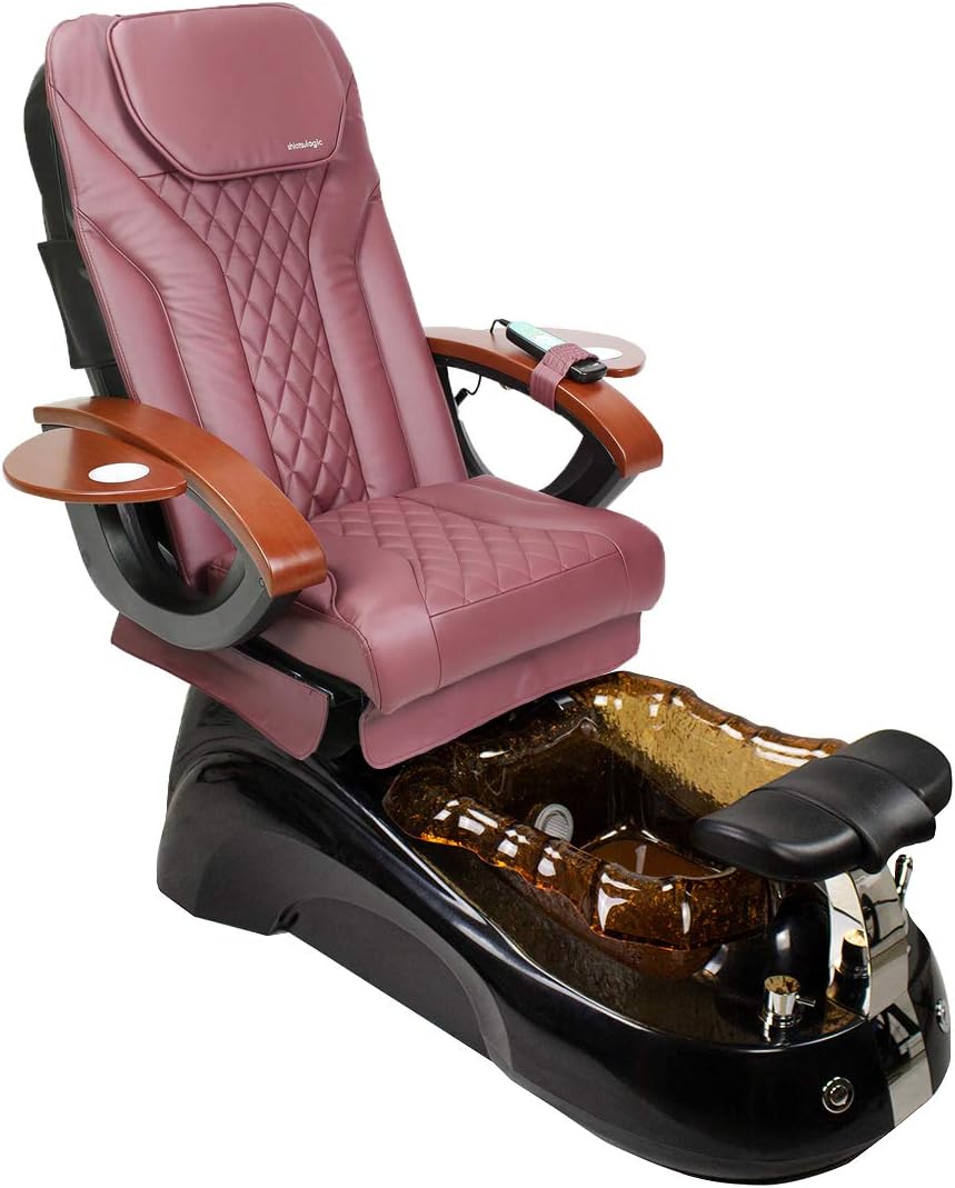 Siena Shiatsulogic Pedicure Chair Black/Gold w/Discharge Pump Stylish Pedicure Tub with Pipe-less Whirlpool System Pedicure Spa, EX-16 Chair Burgundy Cover Set
