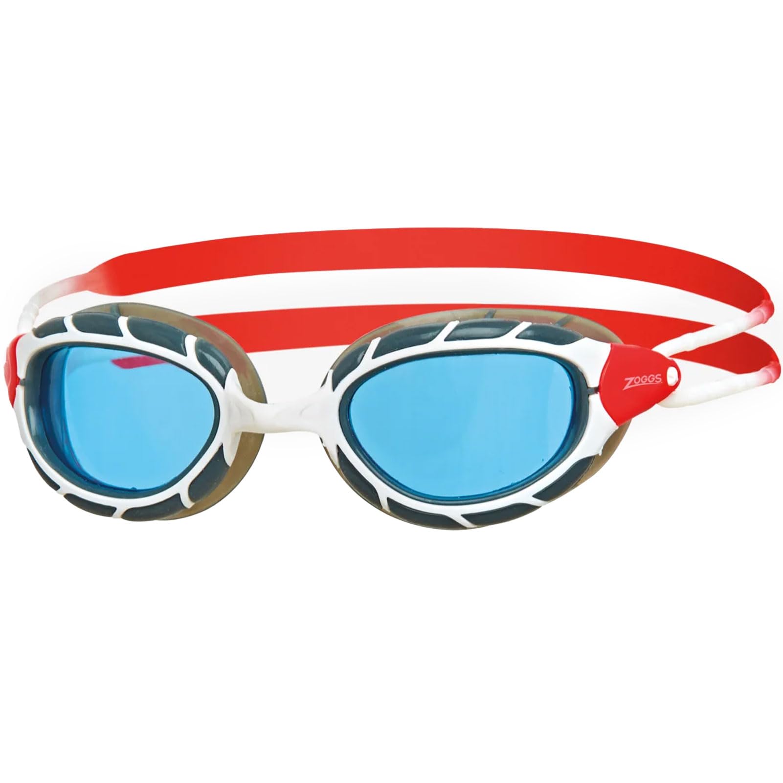 Zoggs Predator Adult Swimming Goggles (Tinted Lens, White/Red - Small) Womens & Mens Goggles Swimming Adult with UV Lens - Swim Goggles with Anti Fog, Comfort Fit, Easy Adjustment Pulley Straps — image 1