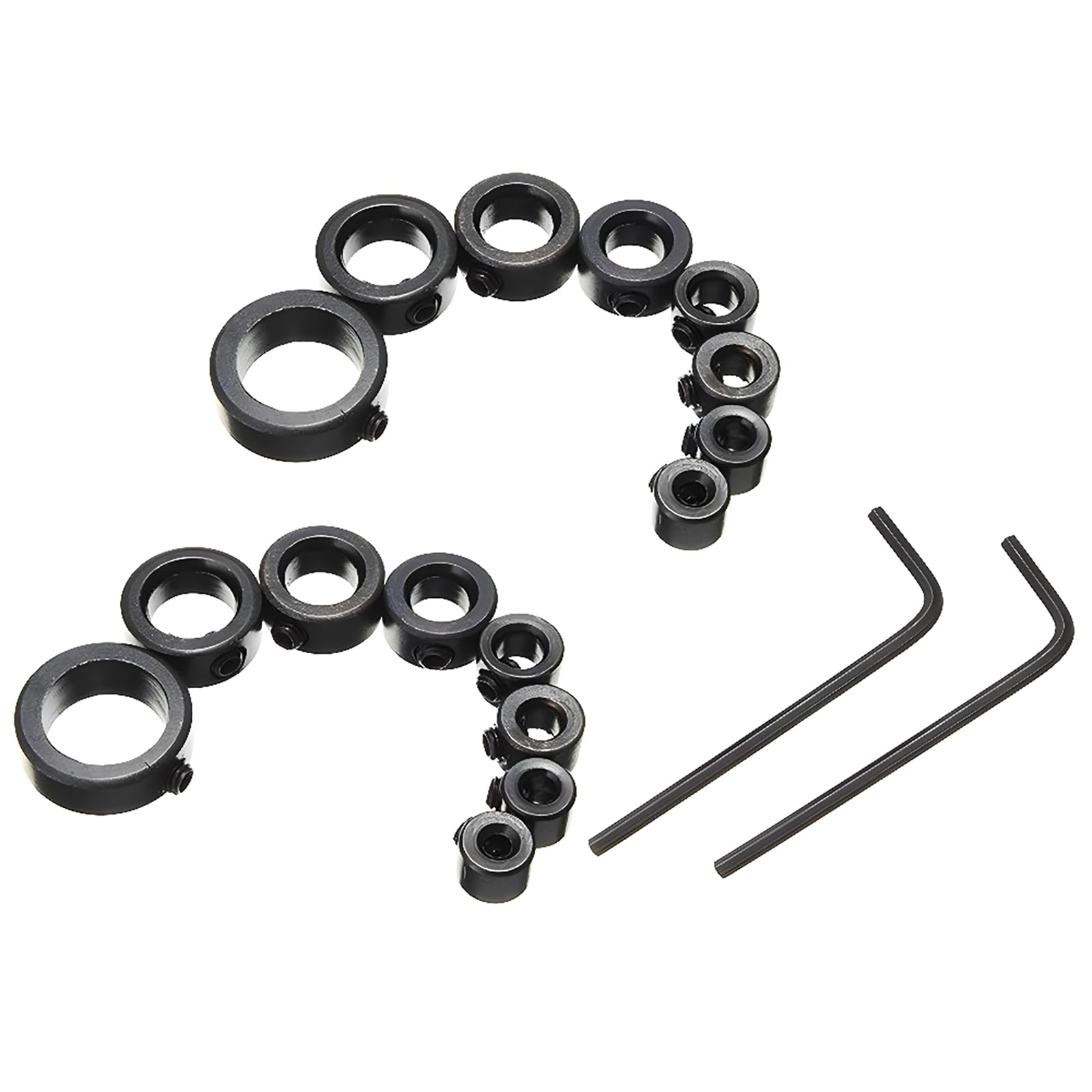 CESFONJER 2 Set Drill Stop, 16 Pcs 3-16mm Drill Bit Depth Stop Collar Ring Positioner Spacing Ring Positioner Locator Woodworking Drill Bit with Hex Wrench