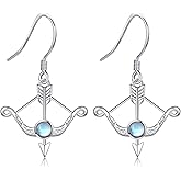 URONE Bow Arrow Earrings 925 Sterling Silver Arrow Earrings Dangle Archery Jewelry for Women