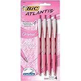 BIC Atlantis Original Retractable Ball Pen Supporting Susan G. Komen, Medium Point (1.0 mm), Pink, 4-Count