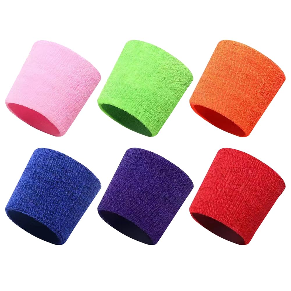 6pcs Sports Tennis Wristbands,Competitions Absorbent Sweatbands Sports Wristbands,Colored Elastic Cotton Sweat Bands,Absorbent Sports Wristbands For Sport,Running,Basketball