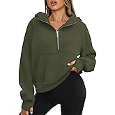 ATHMILE Womens Hoodies Long Sleeve Fleece Quarter Zip Pullover Workout Oversized Sweatshirt Fall Winter Crop Jacket Tops 2025