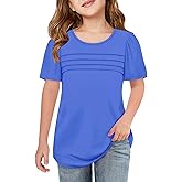 Imily Bela Girls Pleated Short Sleeve T Shirts Kids Summer Crewneck Shirts Casual Tops Tees 5-14 Years