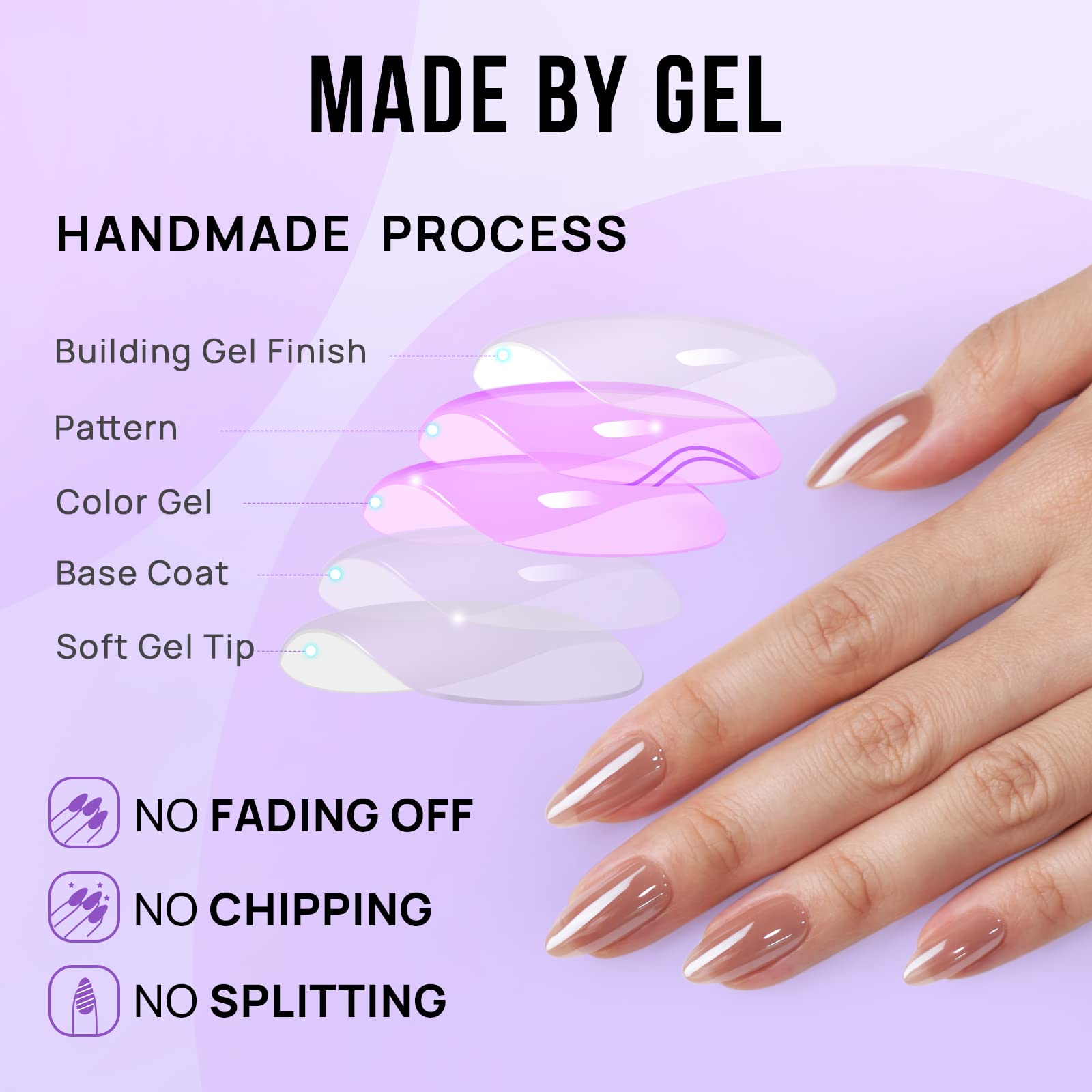 BTArtbox Press On Nails Almond - Fall Press on Nails Meidum Chrome Nails, Light Weight & Fit Perfectly, Fake Nail with Nail Glue, Brown Glue On Nails in 15 Sizes, Chocolate Glazed - Image 3