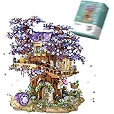 noziaa Star Fairy Treehouse Building Blocks Set, Japanese Sakura Tree House, Violet Cherry Tree Bonsai Creative Architecture, Home Decor or Idea Gifts for Adults, Mini Particles 3991 PCS (1065)