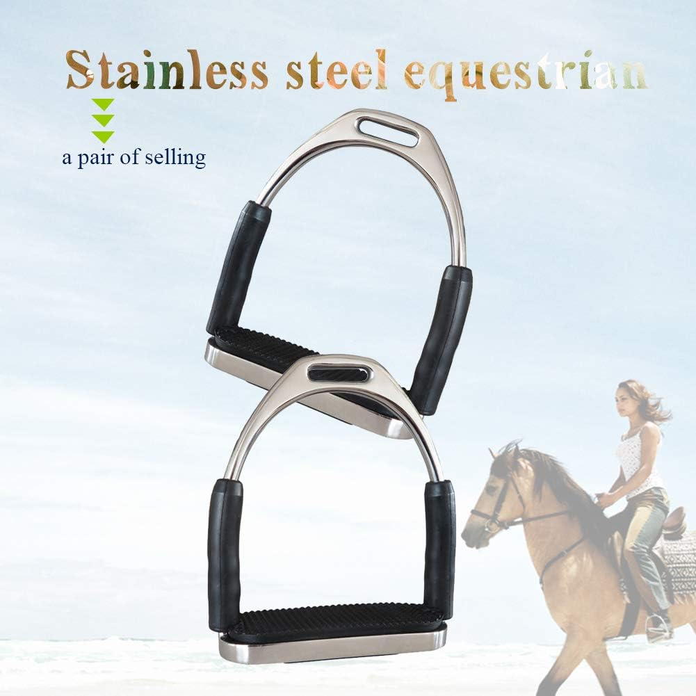 2PCS Horse Stirrup High Strength Horse Riding Stirrup Safety Folding Stainless Steel with Non-slip Rubber Pad For Outdoor Sport - Image 4
