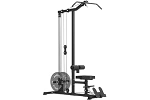 ER KANG LAT Tower, LAT Pull Down and LAT Row Cable Machine with Flip-Up Footplate, High and Low Pulley Station with AB Crunch Harness, Home Gym Back Exercise Weight Machine