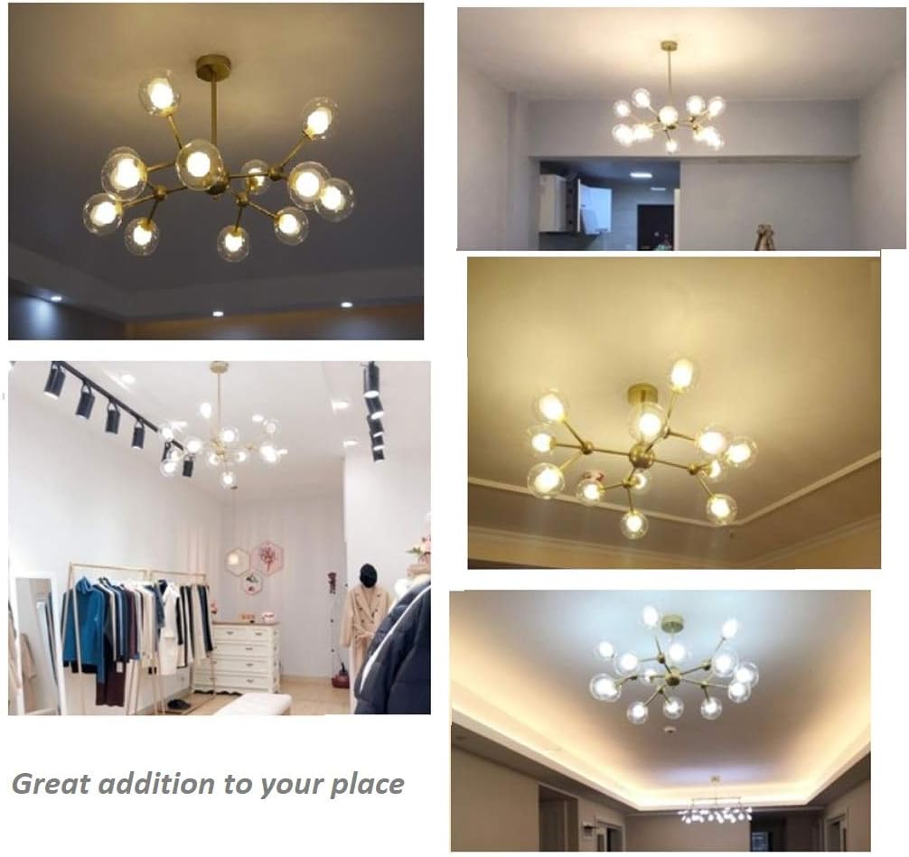 Dellemade XD00940 Sputnik Chandelier for Bedroom, Globe Ceiling Light for Living Room, 12 Lights, G9 LED Bulbs Included, Golden - - 