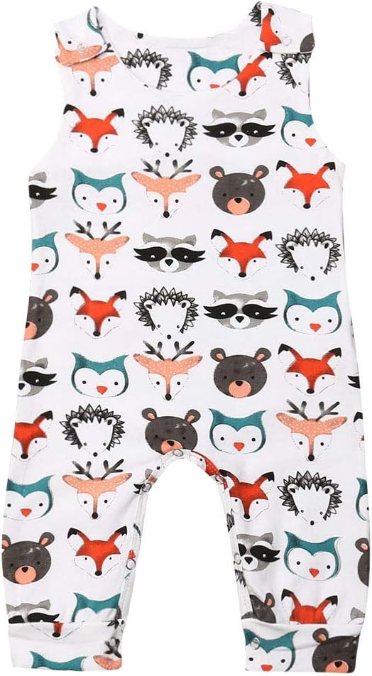 Newborn Baby Boys Girls Animal Dinosaur Romper One Piece Jumpsuits Sleeveless Summer Outfits