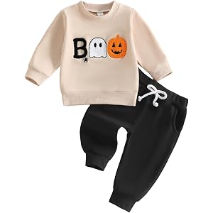 Toddler Boy Halloween Outfit Tractors Pumpkin Sweatshirt Pants Fall Clothes