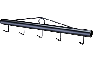 A ANSLCA ANSLCA Chain Link Fabric Fence Stretcher - 5 Thickened Hooks Bar - 31.5 Inch Woven Wire Fence Stretcher Black Steel, Fence Stretcher Tool