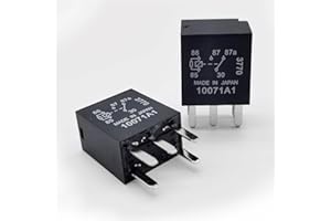 Tesnaao 2 PCS Automotive Fuel Pump Relay, 12V Direct Plug Power Relay, 0.98" x 0.86" Five-Pin Multipurpose Relay, Universal for Most Cars (Black)