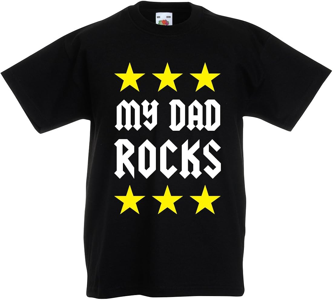 Kids My Dad Rocks TShirt, Black, Medium Amazon.co.uk Clothing