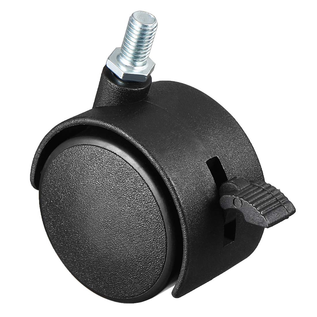 uxcell 2 Inch Swivel Caster Wheels Nylon 360 Degree Threaded Stem Caster Wheel with Brake, M8 x 15mm, 39lb Capacity