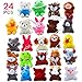 ThinkMax 24 Pack Mini Plush Animals Toy Assortment, Small Stuffed Animals in Bulk for Kids Party Favor, Easter Eggs Fillers
