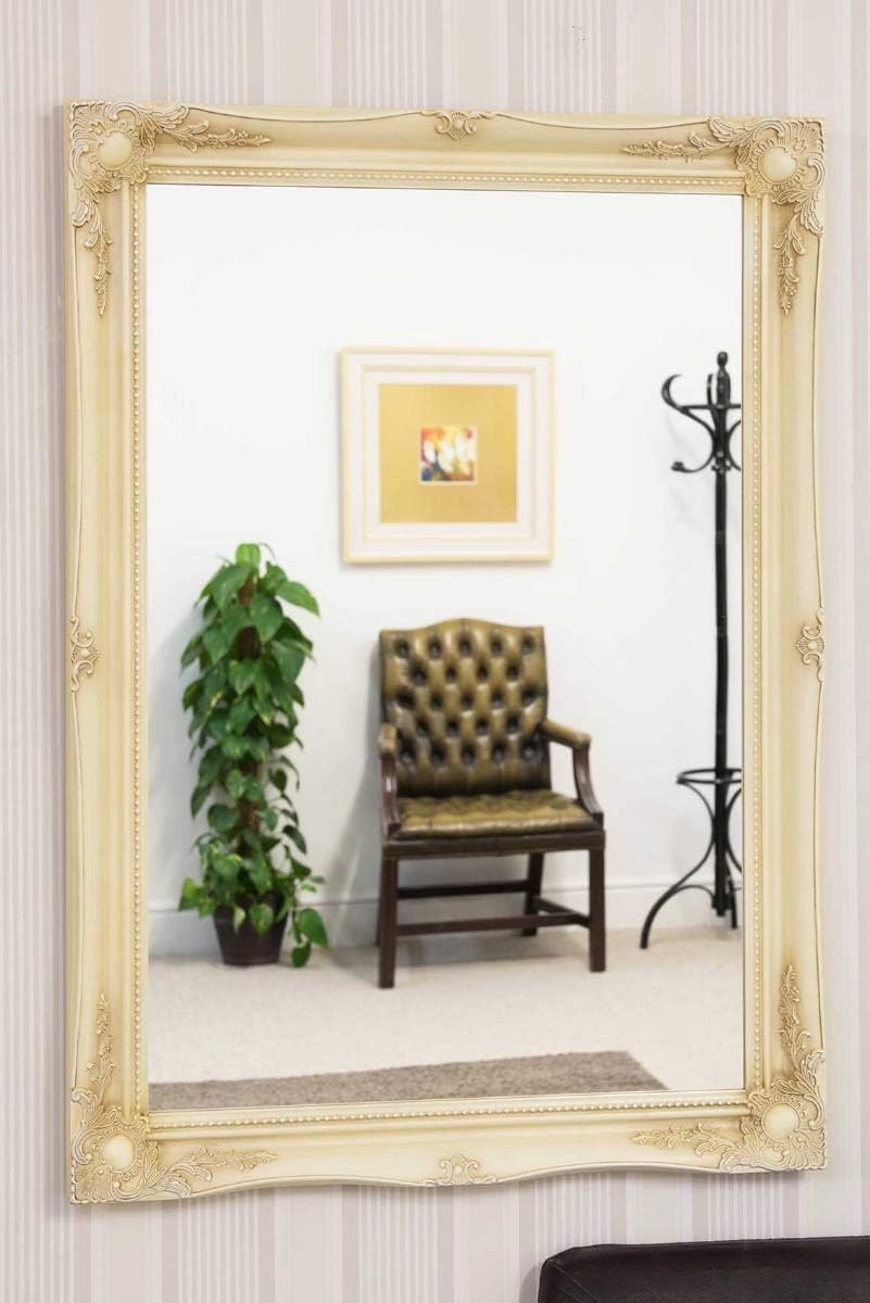 FRAMES BY POST Extra Large Shabby Chic Antique Style Rectangular Wall Mirror, Ivory, 77 x 107 cm - Image 3
