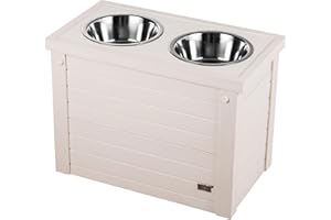 New Age Pet® ECOFLEX® Elevated Dog Feeder with 2 Stainless Steel Bowls and Sliding Lid Storage Bin