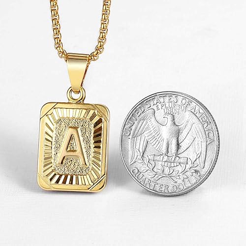 Trendsmax Initial Letter Pendant Necklace for Mens Womens Gold