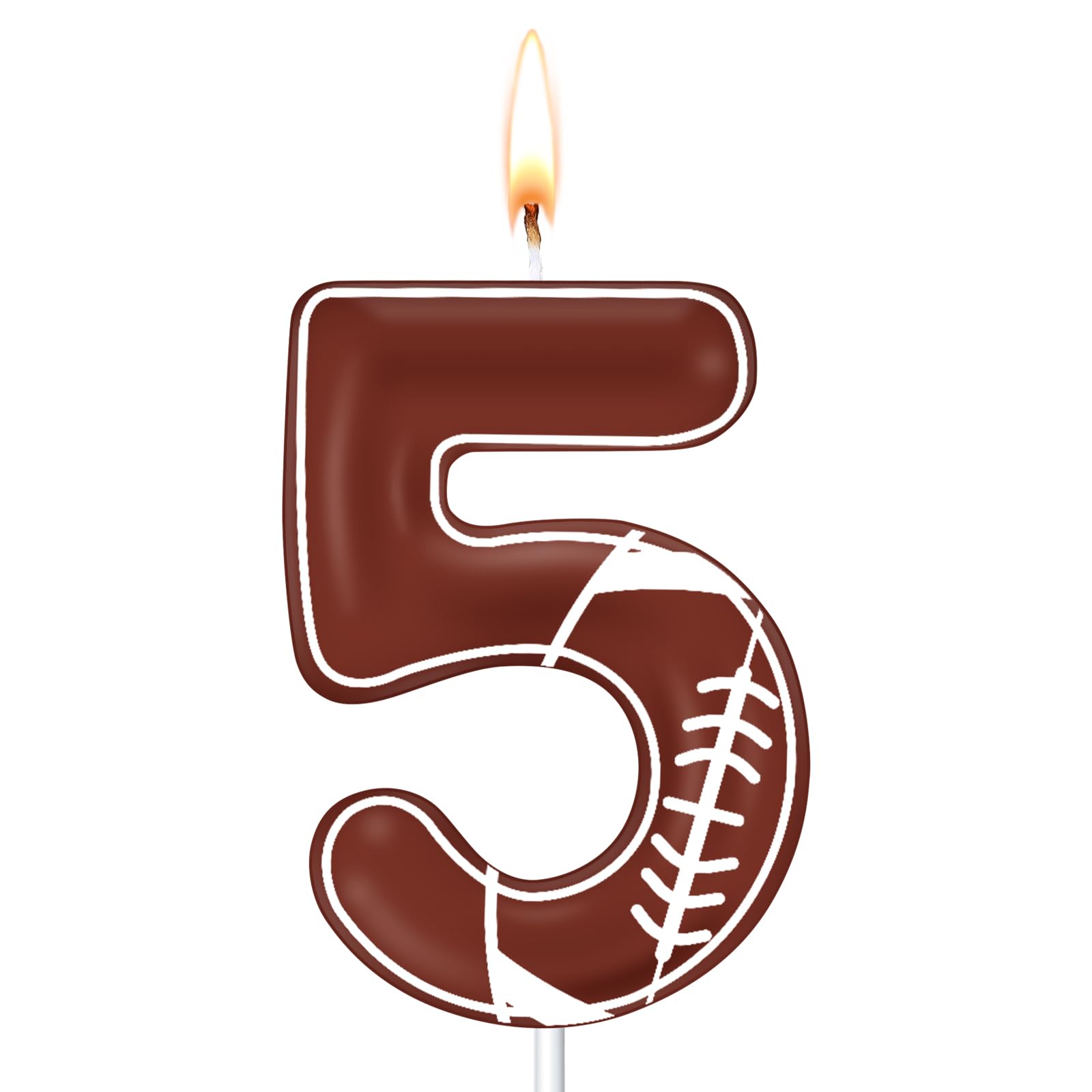 Photo 1 of Tondiamo Football Birthday Number Candles Football Birthday Candle Sports Candles for Cake Topper for Boys Girls Kids Party Supplies Anniversary Celebrations Decorations(Number 5)