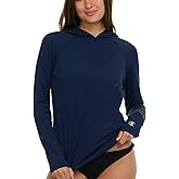 Champion Rash Guard for Women with Hood, Long Sleeve Hoodie Swim Shirts for Women, Quick Dry UPF 50+ SPF Sun & UV Protection