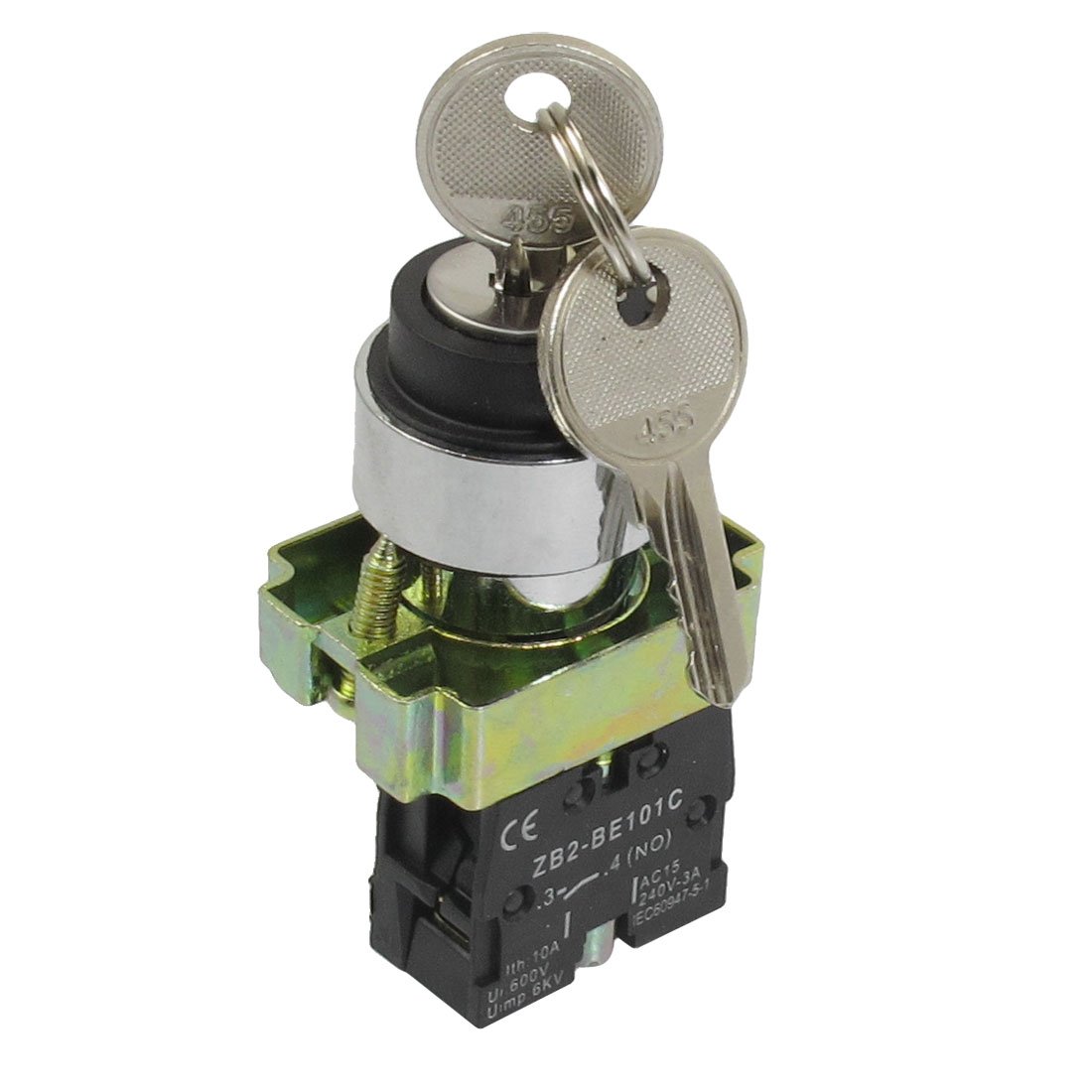 Sourcingmap 22mm Locking 1 NO Two 2-Position Keylock Selector Select Switch ZB2-BG21