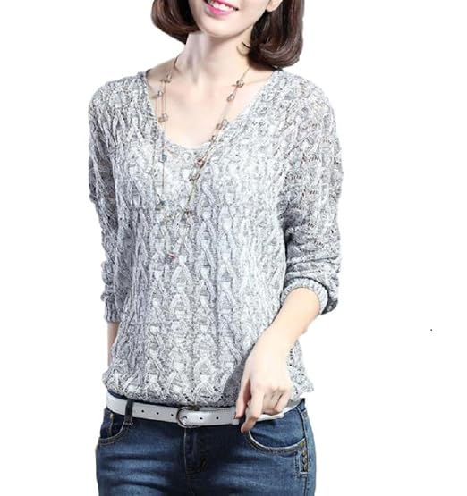 Amazon おしゃれ かわいい Vネック 長袖 ニット レディース