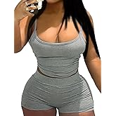 Nimsruc 2 Piece Outfits for Women Sexy Sleeveless Bodycon Summer Active Wear Tracksuits