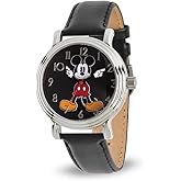 Disney Classic Mickey Mouse Head Silhouette Watch – Stylish & Fun Mickey Watch for Women, Gift Fans – Women's Mouse Watches with Silver Bezel & Durable Nylon Strap