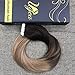 Ugeat 22inch 20Pcs 50Gram Tape in Hair Extensions Human Hair Ombre Tape in Real Remy Hair Extensions Tape in Ombre Hair Extensions Brown and Blonde Human Hair