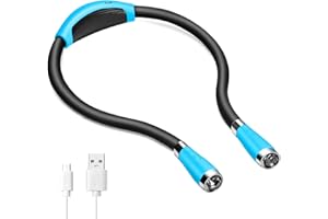 TSINGREE LED Neck Book Light USB Rechargeable, Hands Free, 4 Super Bright LED Bulbs, 3 Adjustable Brightness, Best for Reading in Bed, Knitting, Walking, Jogging, Mending in Night (Blue)