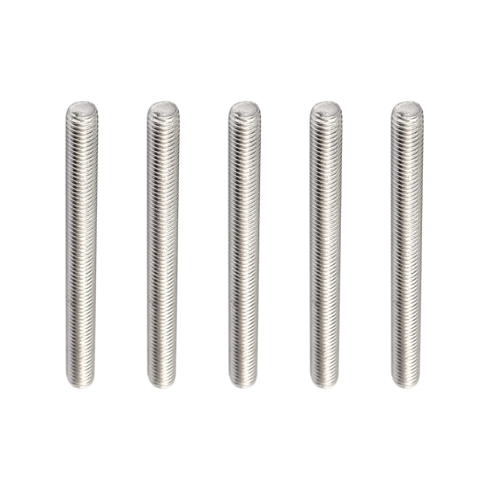 Rebower Fully Threaded Rod 304 Stainless Steel Rod Bar Studs, [for Hangers and Clamps and U-Bolts] - M8 x 100mm Male Threaded /Silver/5Pack
