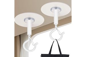 calfken Adhesive Ceiling Hooks,4 Pack Super Heavy Duty Stick On Hooks for Hanging Plants,Lights,Wind Chimes,Lantern,Strong No