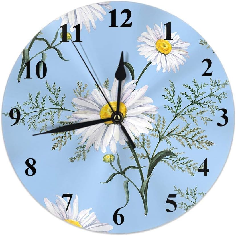 Daisy Clock Floral Chamomile Vintage Flower Bouquet Leaf Spring Summer