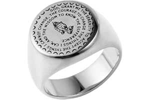 HZMAN Bible Verse Prayer Rings Christian Jewelry Silver/Gold Stainless Steel Praying Hands Bands