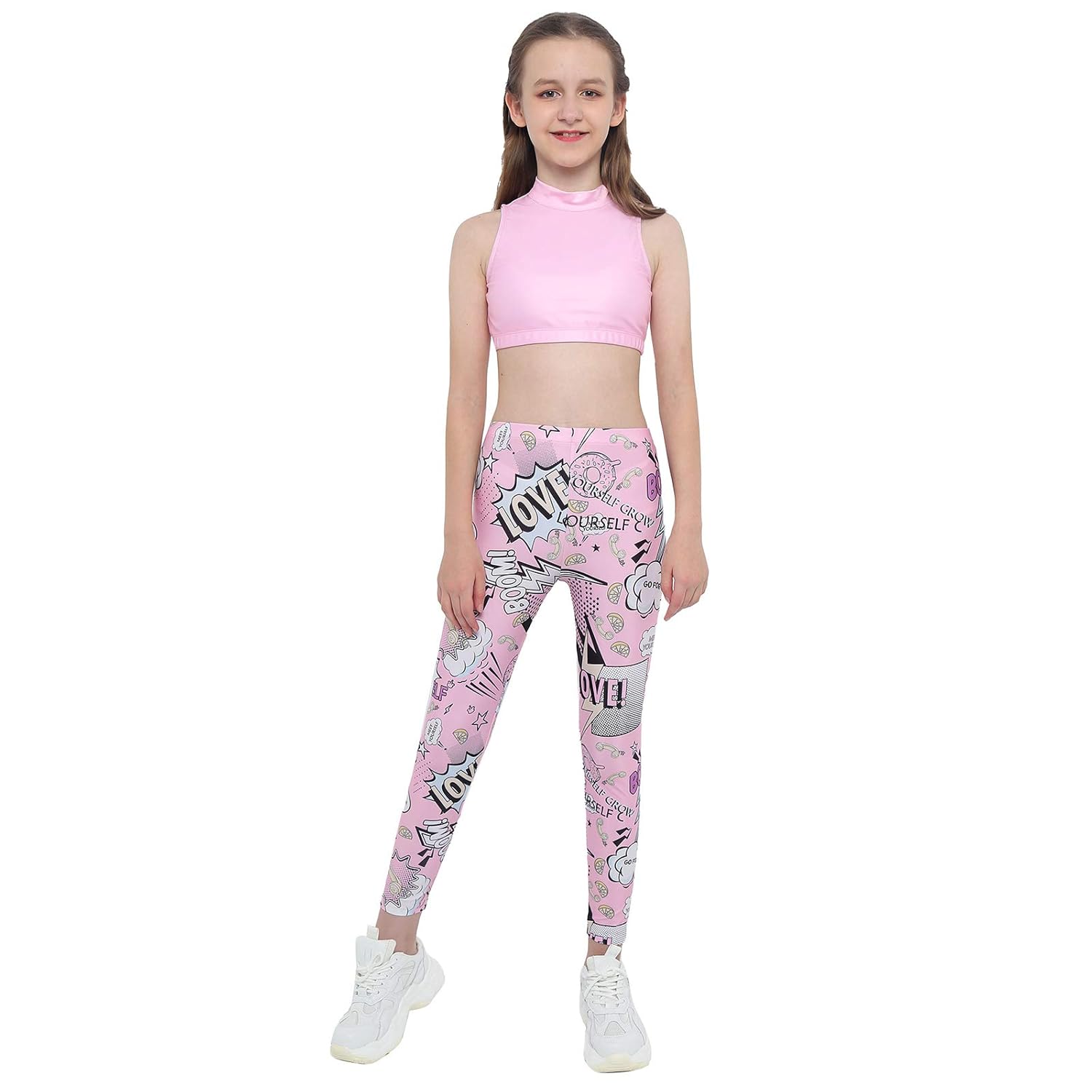 Buy Nimiya Kids Girls' Two Pieces Crop Tops with Athletic Leggings